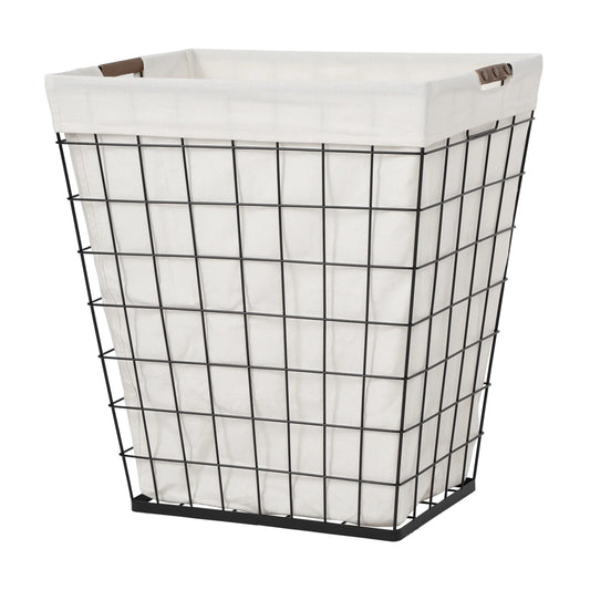 75L Rectangular Steel Wire Laundry Hamper with Removable Liner, Natural, Adult