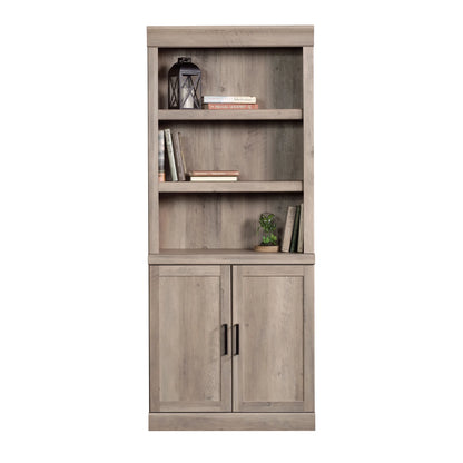 Glendale 5 Shelf Bookcase with Doors, Rustic Gray Finish